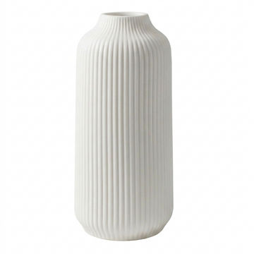 Modern Scandinavian hollow donut ceramic vase in matte white for Nordic interior design