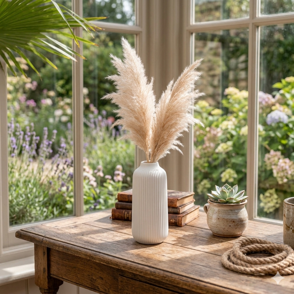 Modern Scandinavian hollow donut ceramic vase in matte white for Nordic interior design