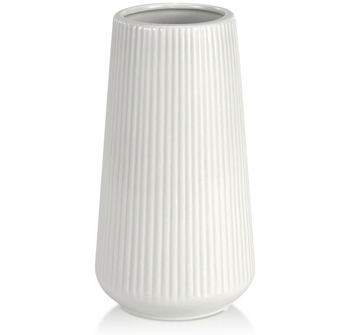Matte white ceramic doughnut vase, Nordic minimalist style for modern home interior decor.